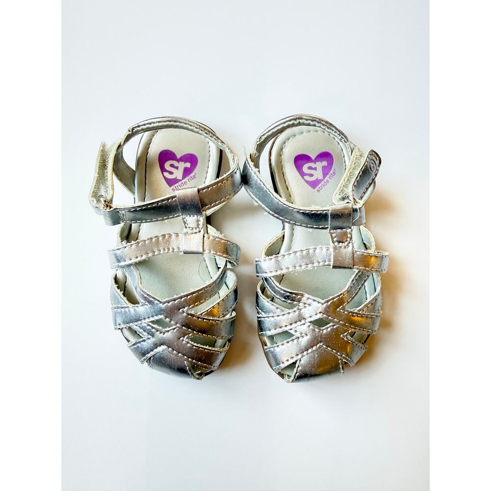 Stride Rite Metallic Silver Baby Nandini Fisherman Sandals 4M